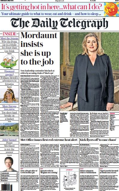 The Daily Telegraph Uk Front Page For July Paperboy Online