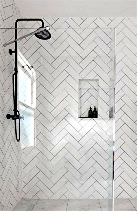 white herringbone tile bathroom grey grout bathroom white tile shower chevron bathroom house