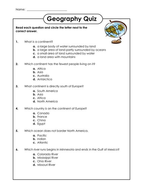 Geography Worksheets One For Studying Educative Printable