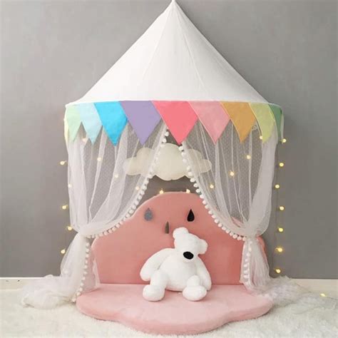 Shop with afterpay on eligible items. Kids teepee tent canopy with rainbow color border | Teepee ...