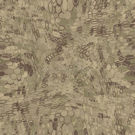 Hexagonal Desert Camouflage Seamless Pattern Vector Stock Illustration