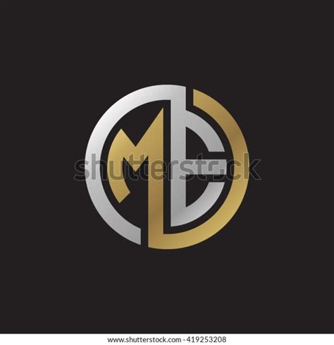 Me Initial Letters Looping Linked Circle Elegant Logo Golden Silver
