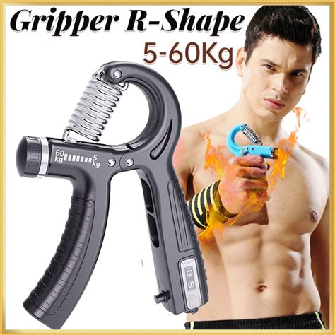 5 60kg Gripper R Shape Adjustable Countable Hand Grip Strength Exercise
