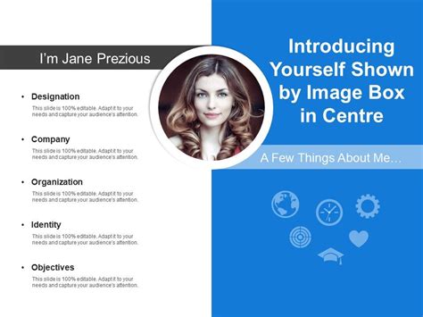 Introducing Yourself Shown By Image Box In Centre Powerpoint