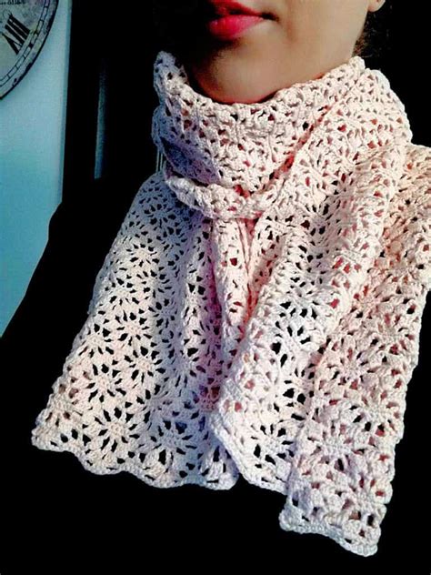 how to crochet a lace scarf free pattern turquoise with vanilla