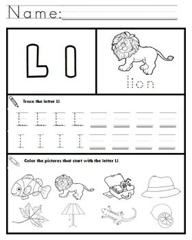 The first worksheet shown includes all 26 letters. Letter L Worksheets! by Kindergarten Swag | Teachers Pay ...