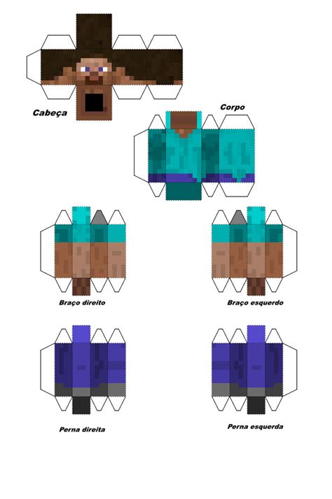 Papercraft Minecraft Steve Para Imprimir E Montar Origamiami Arte