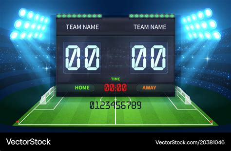 Stadium Electronic Sports Scoreboard With Soccer Vector Image