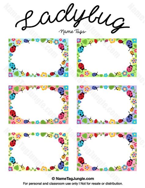 Free Printable Ladybug Name Tags The Template Can Also Be Used For