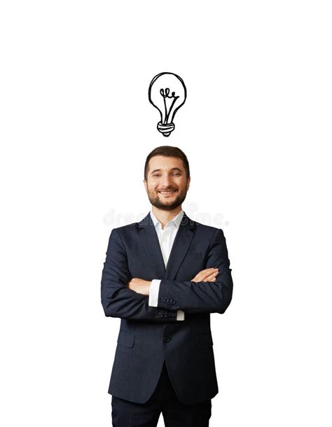 Man With Light Bulb Above The Head Stock Photo Image Of Brainstorm