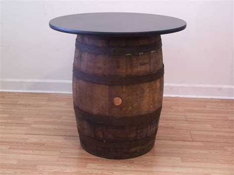 Whiskey Barrel Table With 36 Black Table Top Reversible