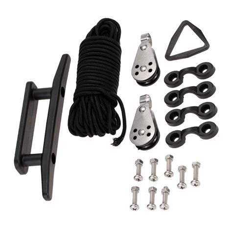 Kayak Anchor Trolley Kit System W Pulleys Cleats 30 Feet Of Rope Pad