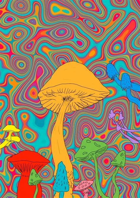 Download Psychedelic Mushroom Retro Style Wallpaper