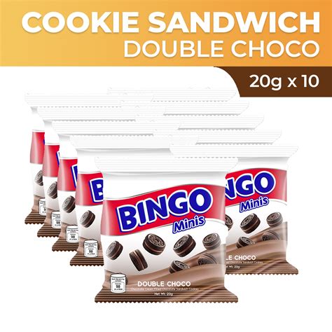 Bingo Double Choco Chocolate Filled Choco Sandwich Cookies Minis 20g X