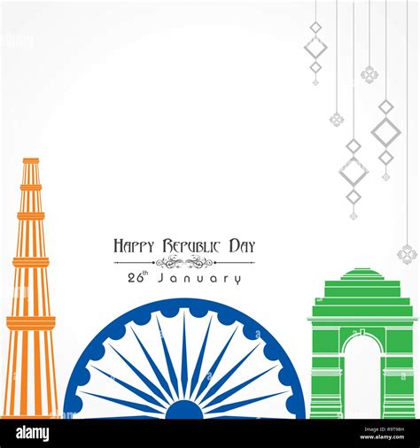 Happy Republic Day Of India Illustration Vector Poster Design Stock