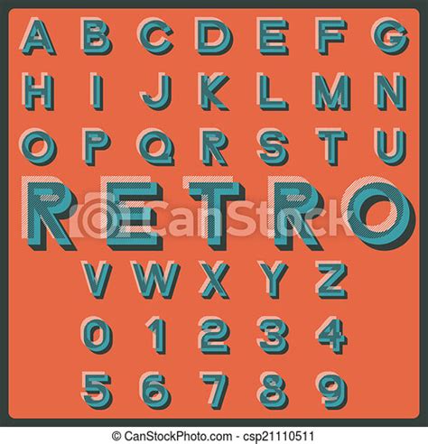 Retro Font Design Elements Vector Illustration Of Retro Styled Letters