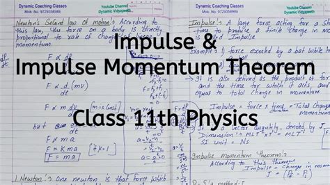 Impulse Impulse Momentum Theorem Chapter 4 Laws Of Motion Class