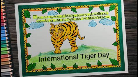 International Tiger Day Poster Drawing Step By Step L Save Tiger