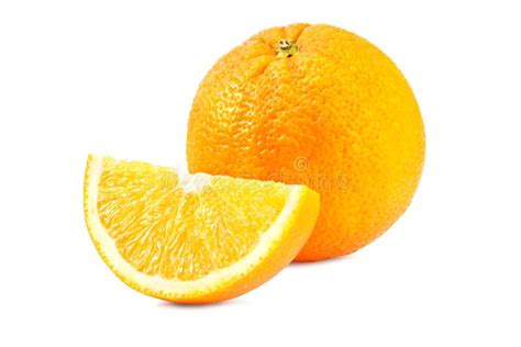 Single Orange Fruit With Green Leaf Isolated On White Background Stock