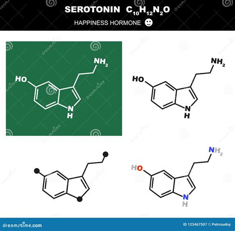 Molécula Do Vetor Da Serotonina Ilustração Do Vetor Ilustração De Feliz Afortunado 123467507