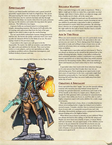 The Specialist Highly Flexible Dandd 5e Homebrew Class With A Wide