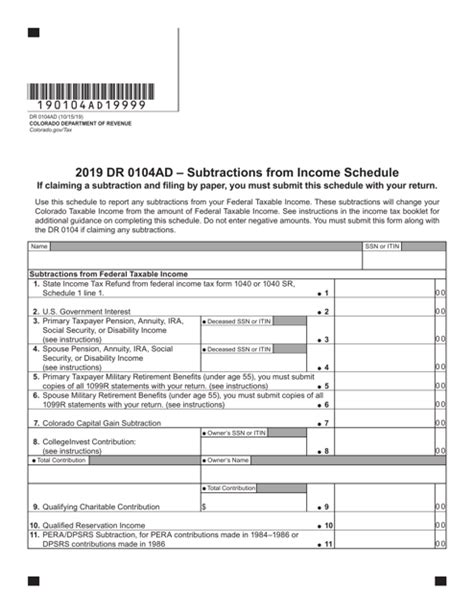 Colorado State Income Tax Table 2019