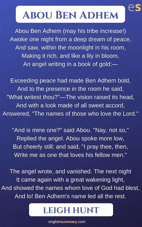 Abou Ben Adhem Poem In 2021 Abou Ben Adhem Poem Poems Angel Writing