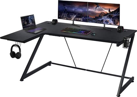 Black Corner Gaming Desk