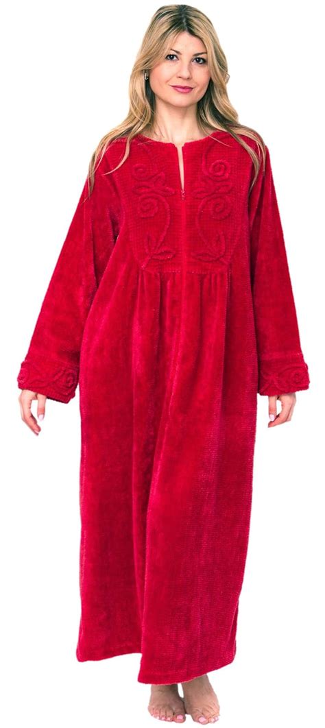 Bath And Robes Womens Chenille Full Length 100 Cotton Robe 1x Cherry