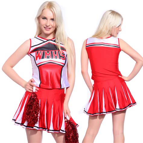 Glee Style Cheerleader Cheerios Costume Cheer Girl Cheerleading Outfit W Pompoms Ebay