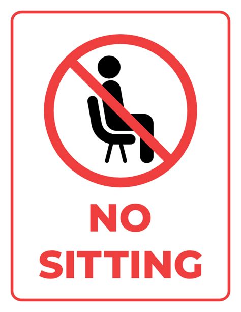 Printable No Sitting Sign