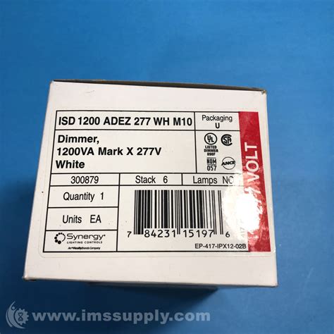 Synergy Lighting Controls Isd 1200 Adez 277 Wh M10 Wallbox Dimmer Ims