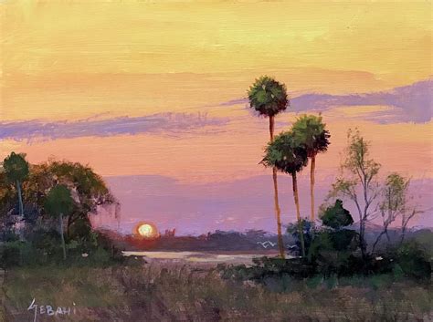 Florida Landscape Sunset Painting By Karim Gebahi Pixels