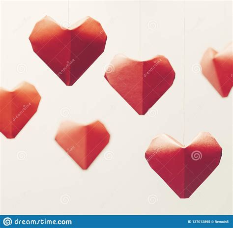Corazones De Papel Rojos Fondo Para Día De San Valentín Imagen De