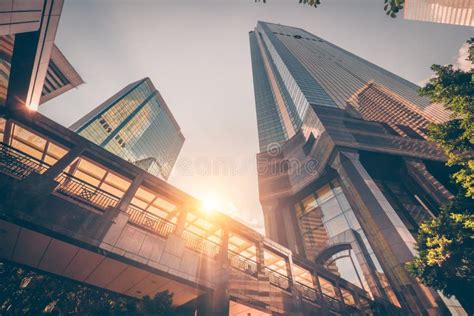 Futuristic Cityscape View With Modern Skyscrapers Hong Kong Stock