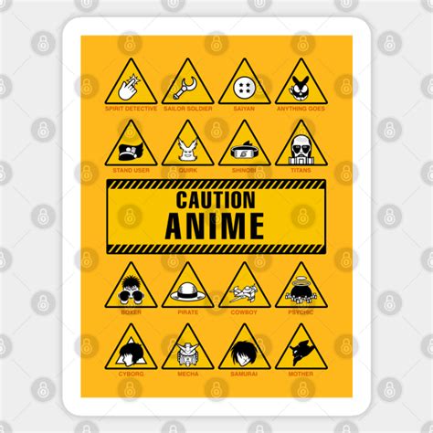 Anime Signs Caution Anime Sticker Teepublic