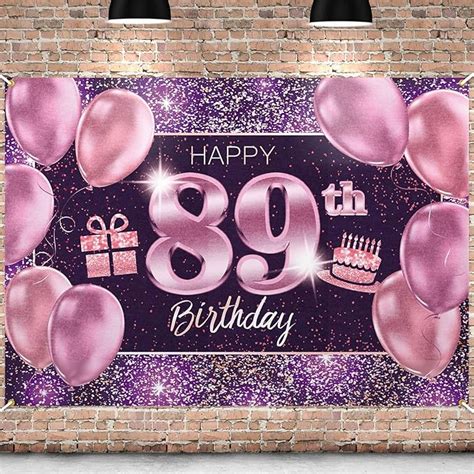 pakboom happy 89th birthday banner backdrop 89 birthday party decorations supplies