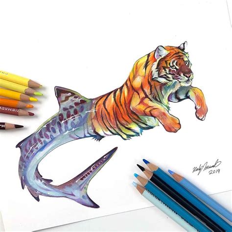 Tiger Shark Animal Drawings Fantasy Wolds Click The Image For More