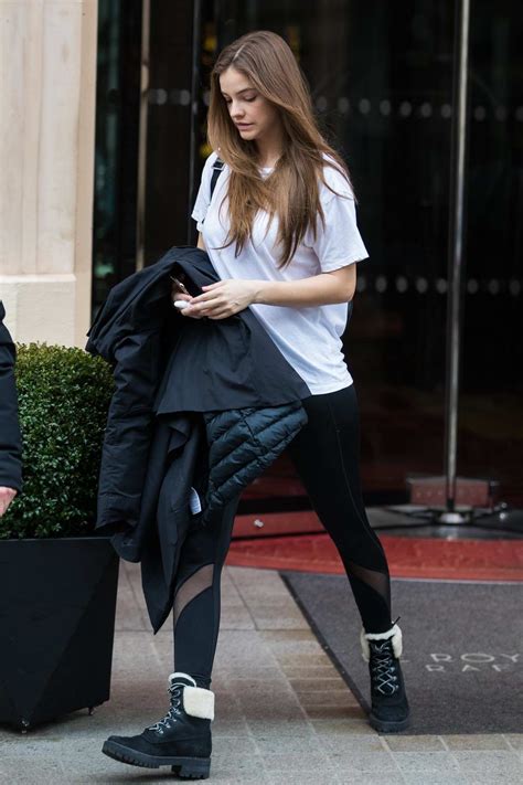 Barbara Palvin Keeps It Casual With A White Tee And Black Leggings As