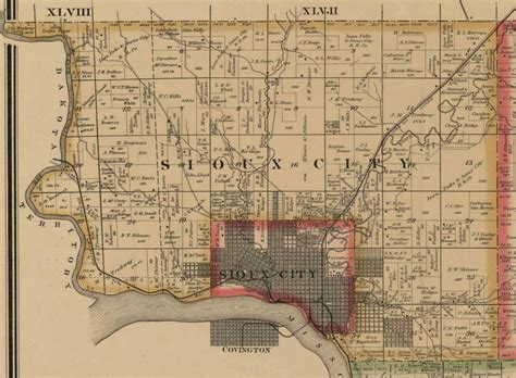 Woodbury County Iowa 1884 Old Wall Map With Landowner Names Etsy