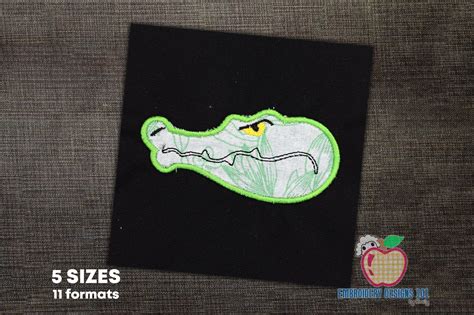 Alligator Head Applique Digital Machine Embroidery Design