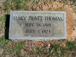 Mary Polly Pratt Thomas M Morial Find A Grave