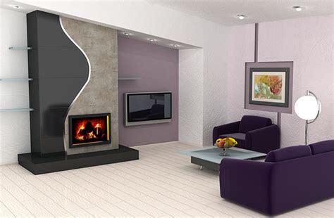 Beauty Houses Purple Interior Designs Living Room