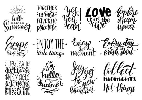 Premium Vector Set Of Hand Lettering With Motivational Phrases