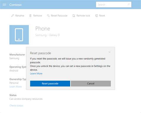 Reset Device Passcode From Intune Company Portal Website Microsoft Learn