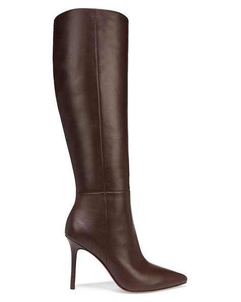 Veronica Beard Lisa Leather High Heel Boots In Espresso Brown Lyst