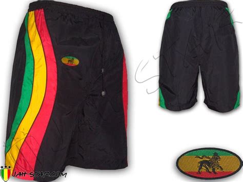 short rasta reggae jamaica rastafari roots flag embroidered