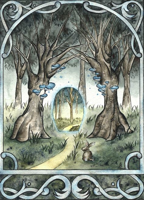 Magic Portal In Enchanted Fores Fantasy Forest Art Print Etsy
