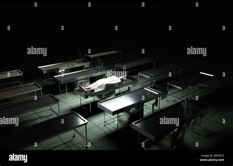 Cadaver Dead Male Body In Morgue On Steel Table Corpse Autopsy