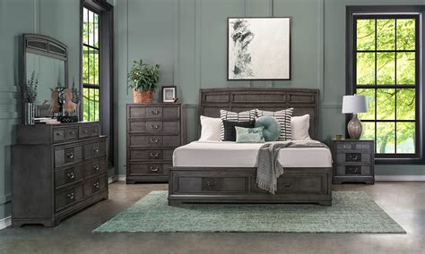 Haynes Furniture Parkhurst Grey Reeded Sleigh Storage Bedroom Sets